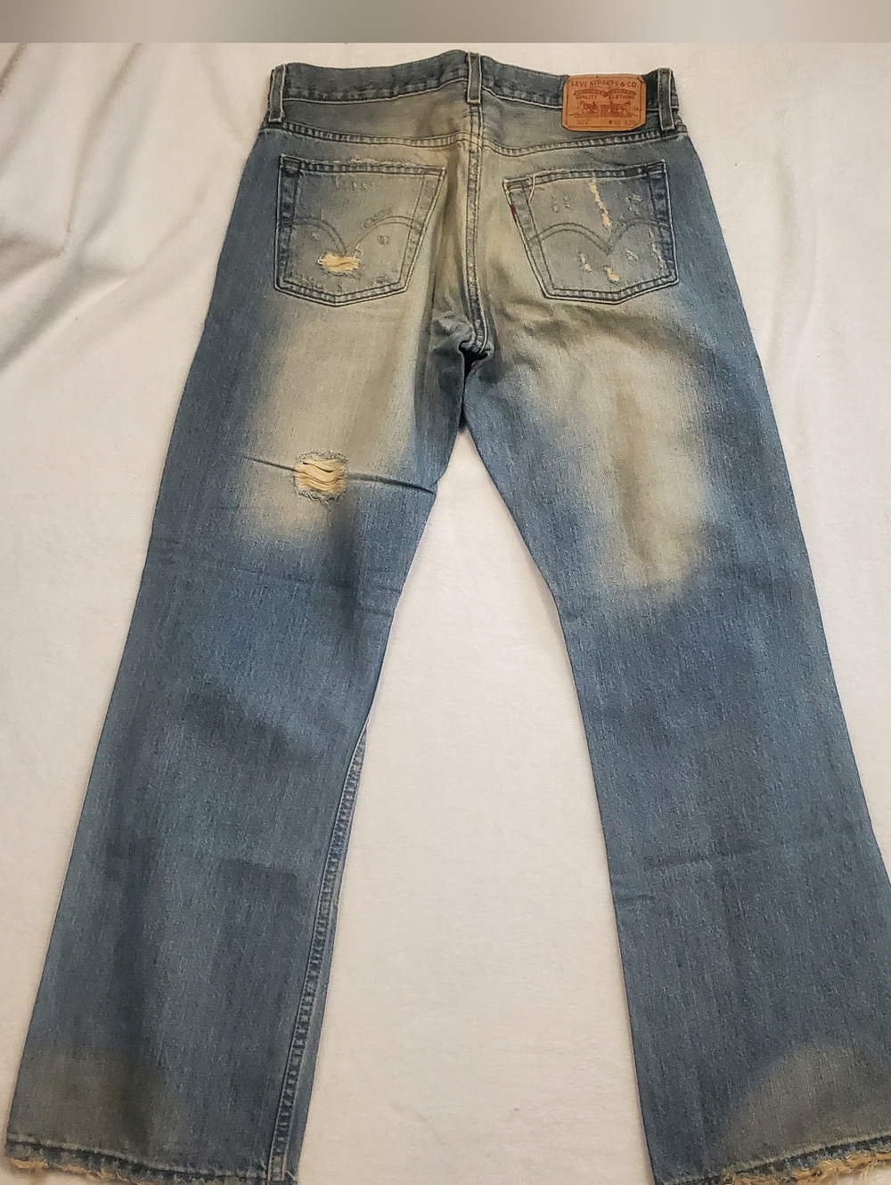Levi's Light Blue Distressed Boyfriend Jeans - Picture 3 of 4